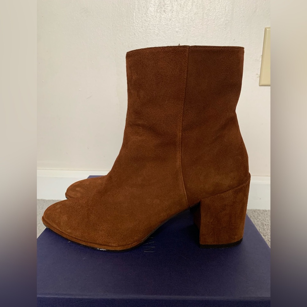 Stuart Weitzman Notazzi Suede Cognac Booties